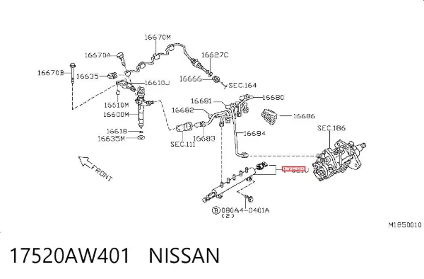 Rampa de combustible 17520AW401 Nissan/Infiniti