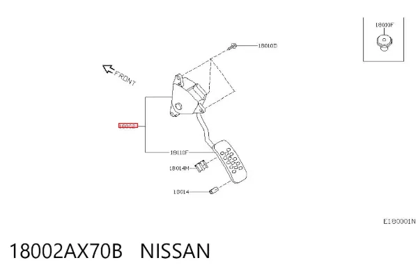 Pedal del acelerador 18002AX70B Nissan/Infiniti