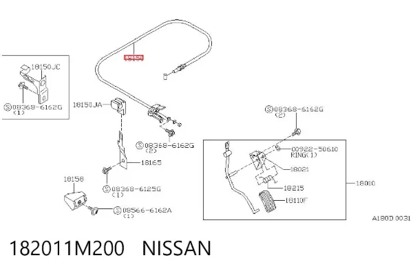 Cable del acelerador 182011M200 Nissan/Infiniti