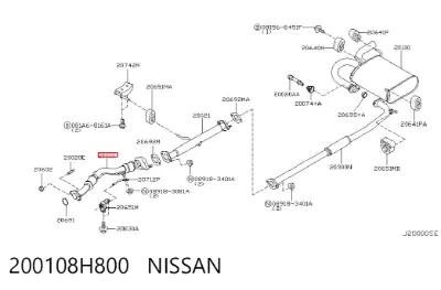 Tubo intermedio de escape NISSAN 200108H800
