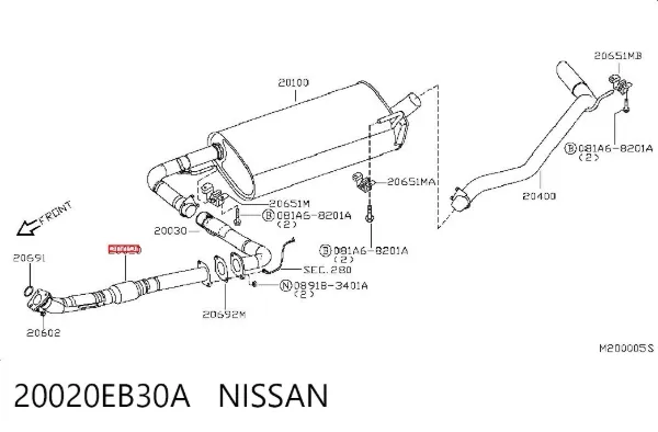 Silenciador delantero 20020EB30A Nissan/Infiniti