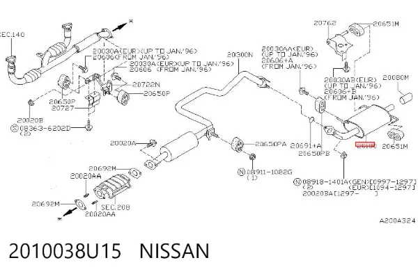 Silenciador trasero 2010038U15 Nissan/Infiniti