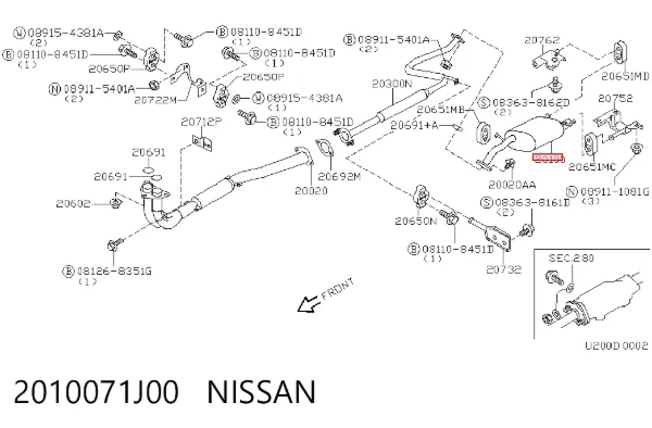 Silenciador trasero 2010071J00 Nissan/Infiniti