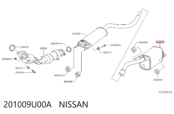 Silenciador trasero 201009U00A Nissan/Infiniti