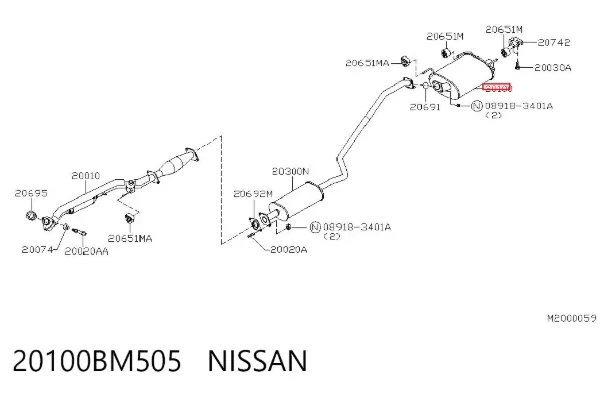 Silenciador trasero 20100BM505 Nissan/Infiniti