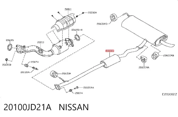 Silenciador central y trasero 20100JD21A Nissan/Infiniti