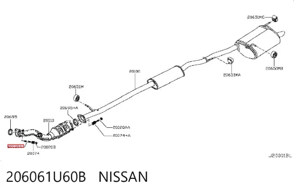 Perno del sistema de escape (silenciador) 206061U60B Nissan/Infiniti