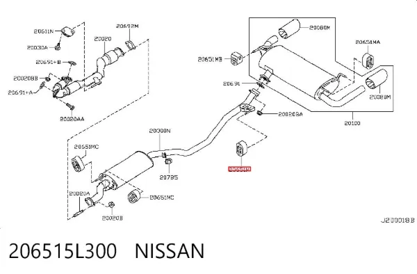 Soporte escape 206515L300 Nissan/Infiniti