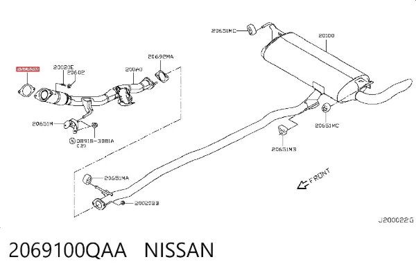 Junta de escape 2069100QAA Nissan/Infiniti