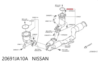 Junta de tubo de escape NISSAN 20691JA10A