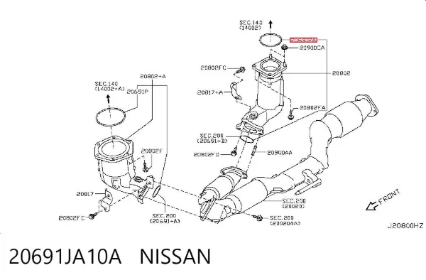 Junta de escape 20691JA10A Nissan/Infiniti