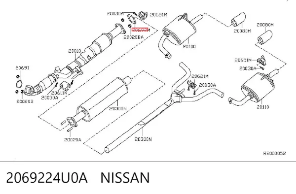 Junta de escape 2069224U0A Nissan/Infiniti