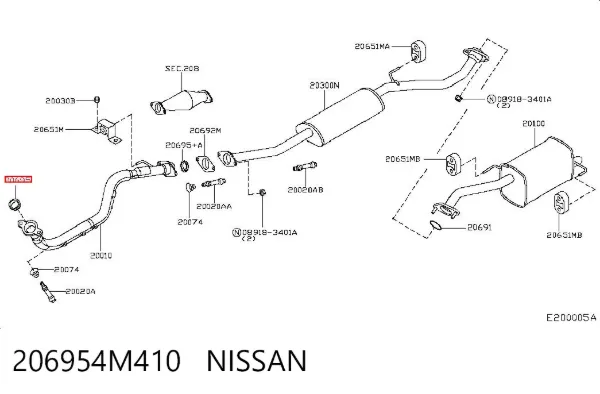 Junta de escape 206954M410 Nissan/Infiniti
