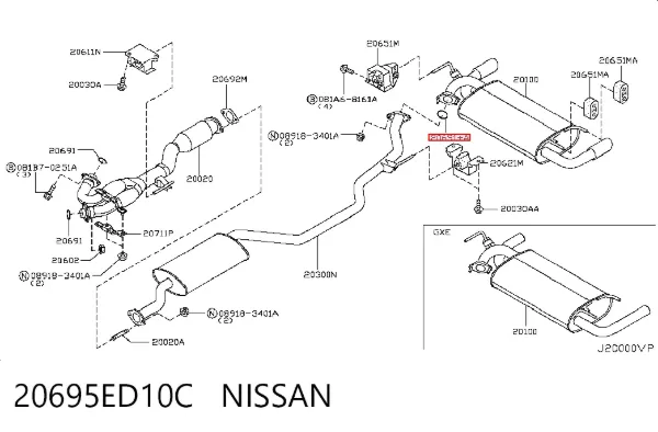 Anillo de la tubería de admisión del silenciador 20695ED10C Nissan/Infiniti
