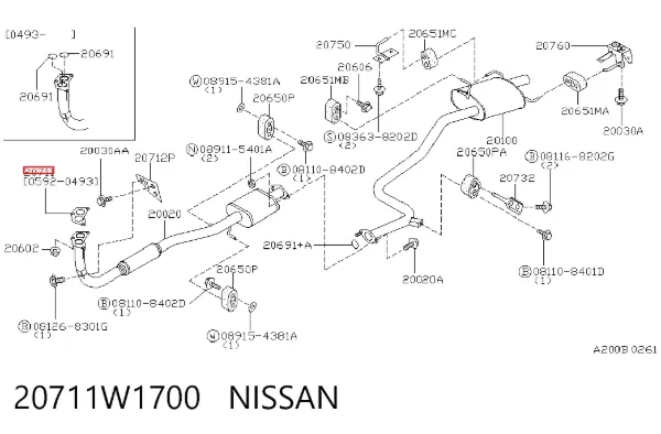 Junta de escape 20711W1700 Nissan/Infiniti