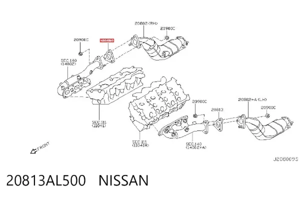Junta del catalizador 20813AL500 Nissan/Infiniti