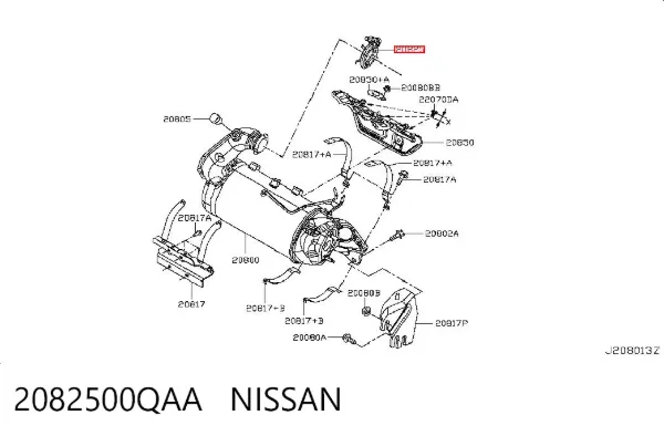 Abrazadera de fijación del catalizador a la turbina 2082500QAA Nissan/Infiniti