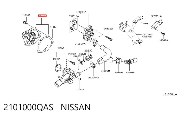 Bomba de agua 2101000QAS Nissan/Infiniti