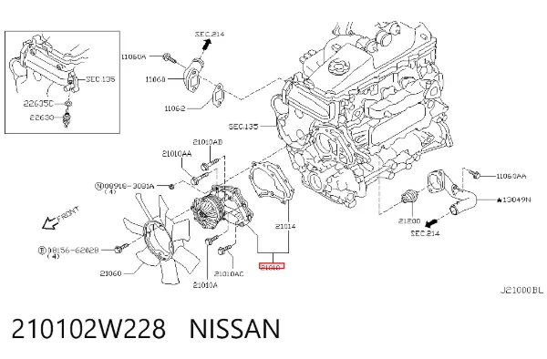 Bomba de agua 210102W228 Nissan/Infiniti