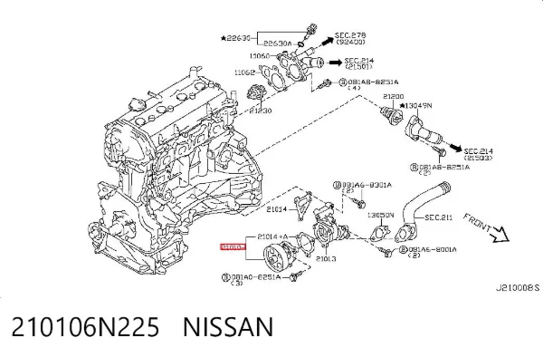 Bomba de agua 210106N225 Nissan/Infiniti