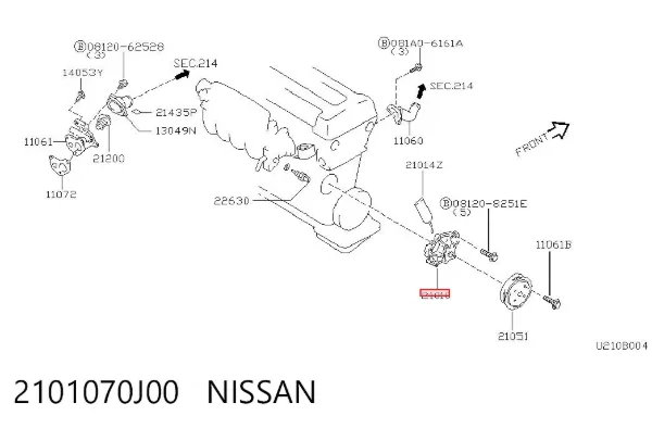 Bomba de agua 2101070J00 Nissan/Infiniti