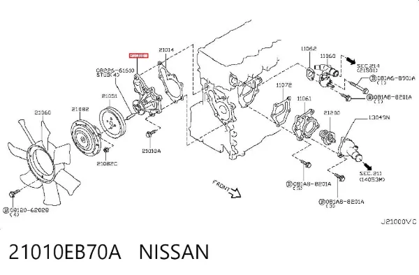 Bomba de agua 21010EB70A Nissan/Infiniti