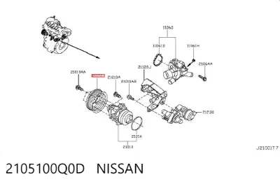 Polea de la bomba de agua NISSAN 2105100Q0D
