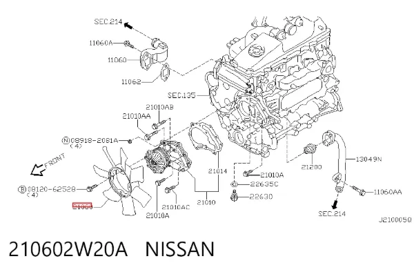 Ventilador del radiador 210602W20A Nissan/Infiniti