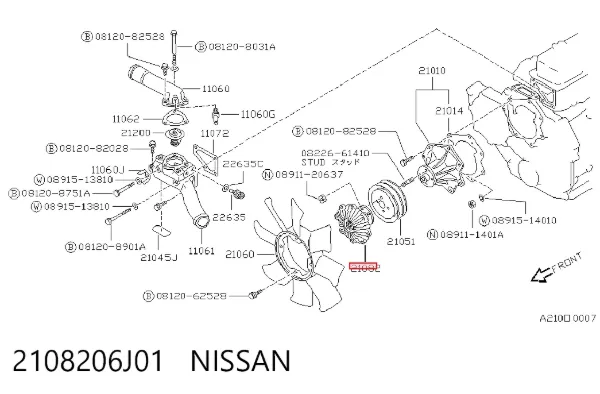 Embrague viscoso de ventilador 2108206J01 Nissan/Infiniti