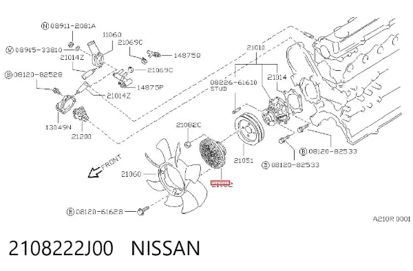 Embrague viscoso de ventilador 2108222J00 Nissan/Infiniti