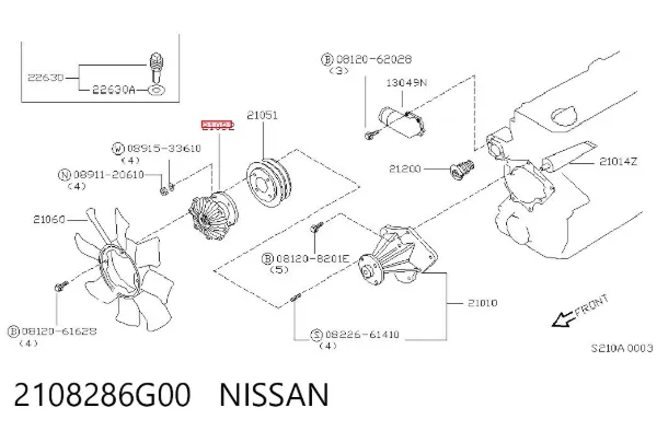 Embrague viscoso de ventilador 2108286G00 Nissan/Infiniti