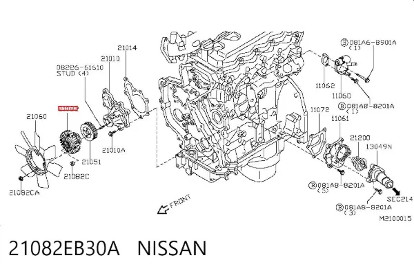 Embrague viscoso de ventilador 21082EB30A Nissan/Infiniti