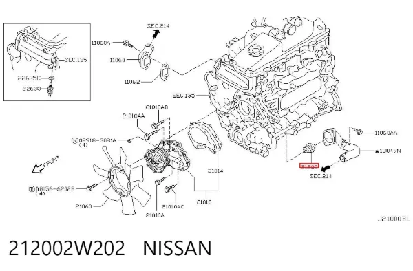 Termostato 212002W202 Nissan/Infiniti