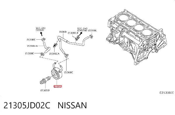 Radiador de aceite 21305JD02C Nissan/Infiniti