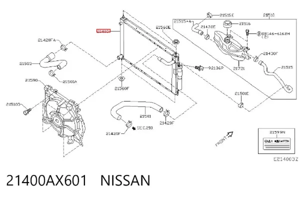 Radiador 21400AX601 Nissan/Infiniti