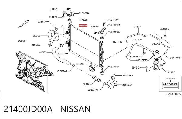 Radiador 21400JD00A Nissan/Infiniti