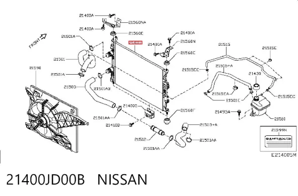 Radiador 21400JD00B Nissan/Infiniti