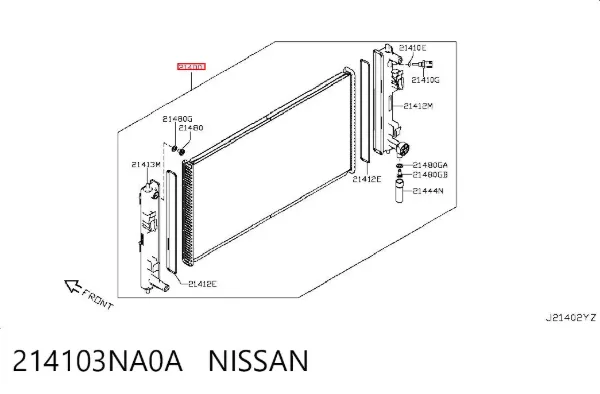 Radiador 214103NA0A Nissan/Infiniti