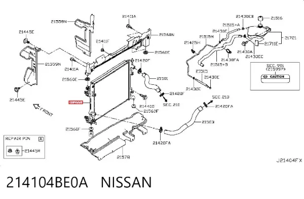 Radiador 214104BE0A Nissan/Infiniti