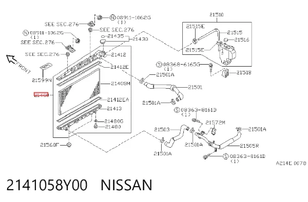 Radiador 2141058Y00 Nissan/Infiniti