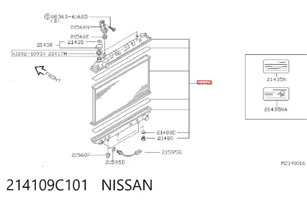 Radiador 214109C101 Nissan/Infiniti