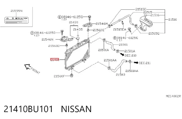 Radiador 21410BU101 Nissan/Infiniti