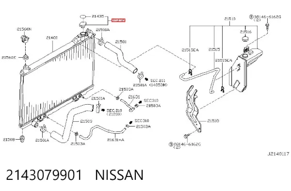 Tapa radiador 2143079901 Nissan/Infiniti