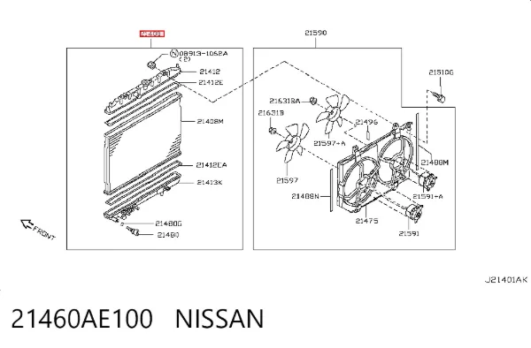 Radiador 21460AE100 Nissan/Infiniti