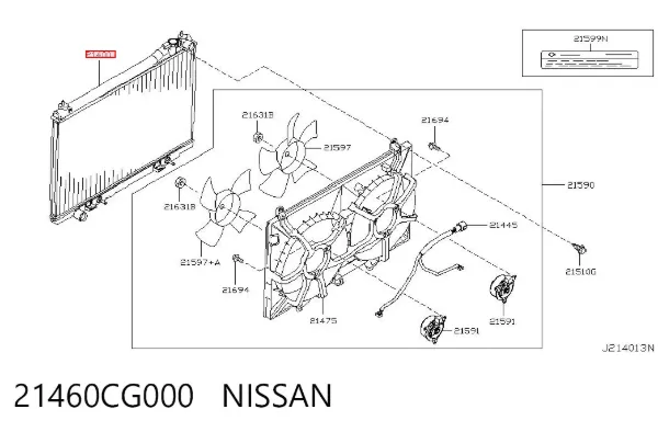 Radiador 21460CG000 Nissan/Infiniti