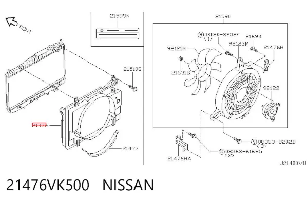 Bastidor radiador 21476VK500 Nissan/Infiniti
