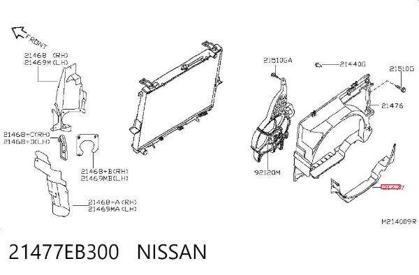 Difusor inferior del radiador de refrigeración 21477EB300 Nissan/Infiniti