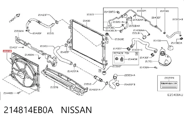 Ventilador de radiador 214814EB0A Nissan/Infiniti