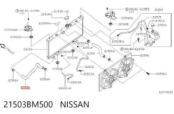 Manguera inferior del radiador 21503BM500 Nissan/Infiniti