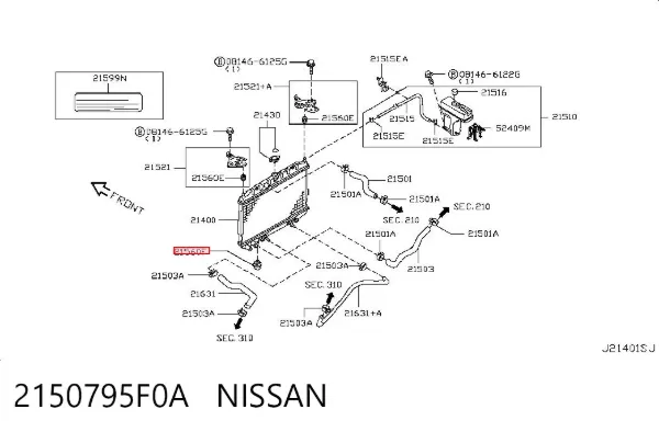 Soporte inferior de fijación del radiador 2150795F0A Nissan/Infiniti